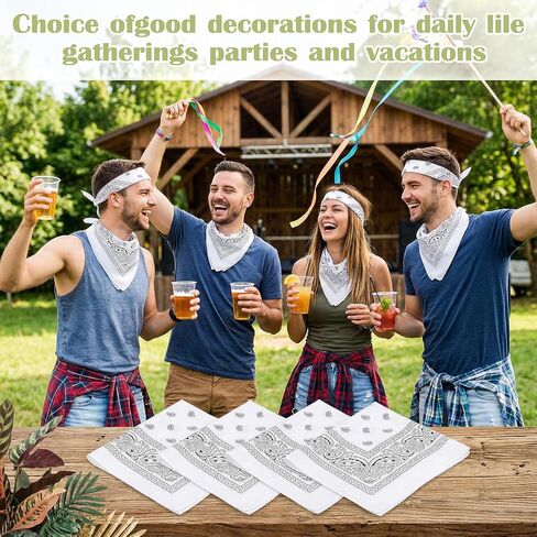 White Bandana 50 Pcs Bulk Bandanas for Women Men - Large White Bandanas Polyester Headwrap Scarf Headband Handkerchief 21.6 x 21.6 Inch in Kuwait
