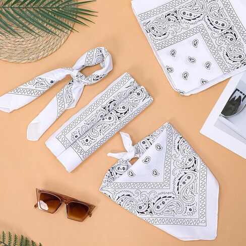 White Bandana 50 Pcs Bulk Bandanas for Women Men - Large White Bandanas Polyester Headwrap Scarf Headband Handkerchief 21.6 x 21.6 Inch in Kuwait