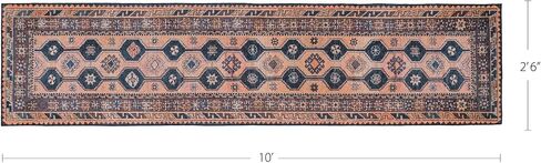 Indiclay 2’6" x 10’ Runner Rug – Blush Pink & Deep Navy Heritage Flatweave, Low-Pile – Easy Clean Runner Rug – Perfect for Hallway, Kitchen, Entryway – Pet & Kid Friendly in Saudi Arabia