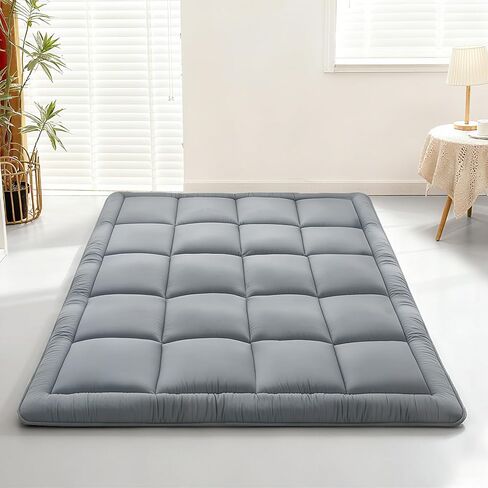 Japanese Floor Mattress Futon, Thick 5-Layer Roll Up Foldable Mattress, Comfortable Foam Tatami Mat Sleeping Pad (Deep Blue, Twin) in Kuwait