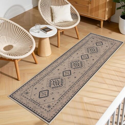 2x6 Washable Non Slip Faux Jute Rug, Durable Boho Hallway Runner Rug, Non Shedding Low Pile Indoor Floor Carpet for Entryway Bedside Porch Doorway, Rustic Farmhouse Braided Carpet in Saudi Arabia