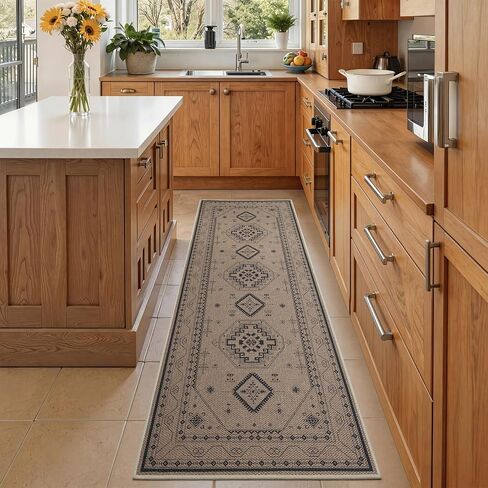 2x6 Washable Non Slip Faux Jute Rug, Durable Boho Hallway Runner Rug, Non Shedding Low Pile Indoor Floor Carpet for Entryway Bedside Porch Doorway, Rustic Farmhouse Braided Carpet in Saudi Arabia