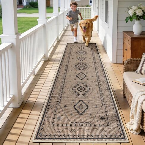 2x6 Washable Non Slip Faux Jute Rug, Durable Boho Hallway Runner Rug, Non Shedding Low Pile Indoor Floor Carpet for Entryway Bedside Porch Doorway, Rustic Farmhouse Braided Carpet in Saudi Arabia