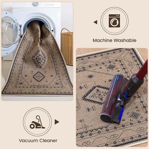 2x6 Washable Non Slip Faux Jute Rug, Durable Boho Hallway Runner Rug, Non Shedding Low Pile Indoor Floor Carpet for Entryway Bedside Porch Doorway, Rustic Farmhouse Braided Carpet in Saudi Arabia