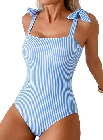Herseas One Piece Swimsuit Women Modest Tummy Control Bathing Suit 2026 Boho Tie Knot Beach Slimming Swimwear in Kuwait