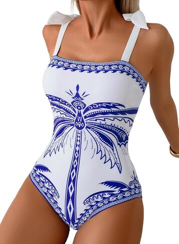 Herseas One Piece Swimsuit Women Modest Tummy Control Bathing Suit 2026 Boho Tie Knot Beach Slimming Swimwear in Kuwait