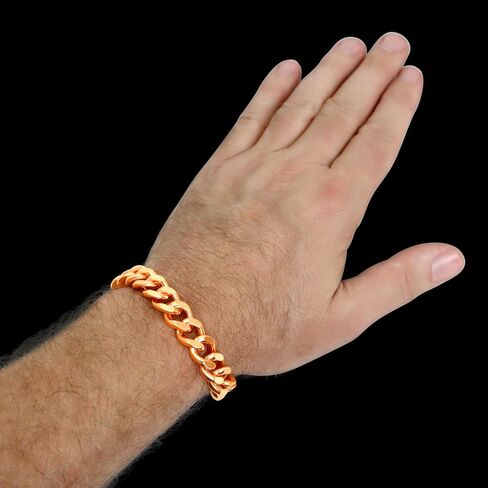 outROAR Gear Solid Copper Cuban Link Bracelet - 8.5 inches | Pure Copper Men’s Wrist Chain, Heavy, Thick, Wide in Saudi Arabia