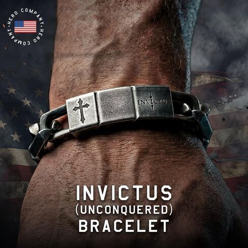 Hero Company Men’s Stainless Steel Bracelet - ‘Invictus Unconquered’ Bracelet for Men - Helps Pair Veterans With A Service Dog or Shelter Dog in Saudi Arabia