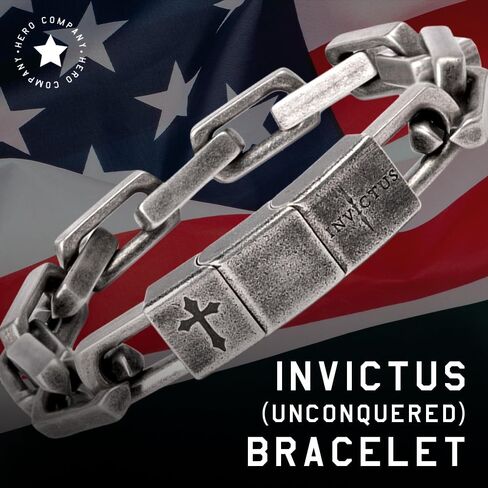 Hero Company Men’s Stainless Steel Bracelet - ‘Invictus Unconquered’ Bracelet for Men - Helps Pair Veterans With A Service Dog or Shelter Dog in Saudi Arabia