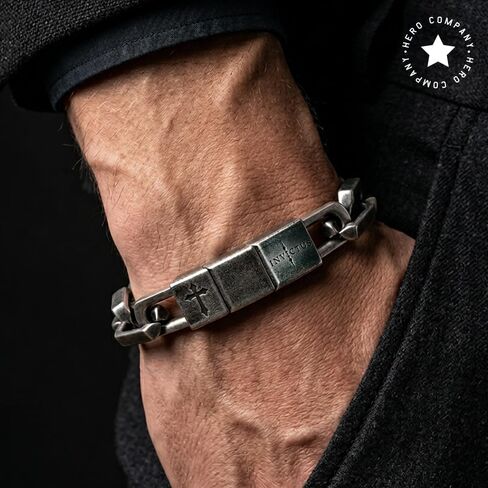 Hero Company Men’s Stainless Steel Bracelet - ‘Invictus Unconquered’ Bracelet for Men - Helps Pair Veterans With A Service Dog or Shelter Dog in Saudi Arabia