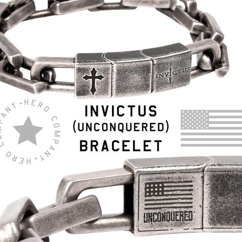 Hero Company Men’s Stainless Steel Bracelet - ‘Invictus Unconquered’ Bracelet for Men - Helps Pair Veterans With A Service Dog or Shelter Dog in Saudi Arabia