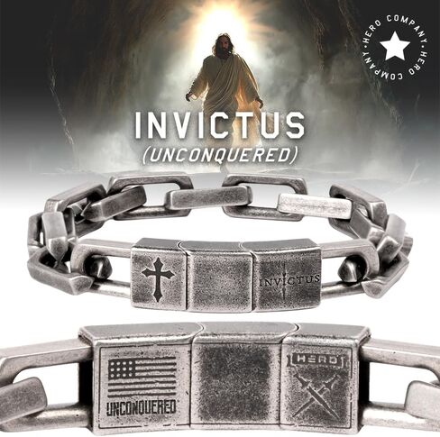 Hero Company Men’s Stainless Steel Bracelet - ‘Invictus Unconquered’ Bracelet for Men - Helps Pair Veterans With A Service Dog or Shelter Dog in Saudi Arabia