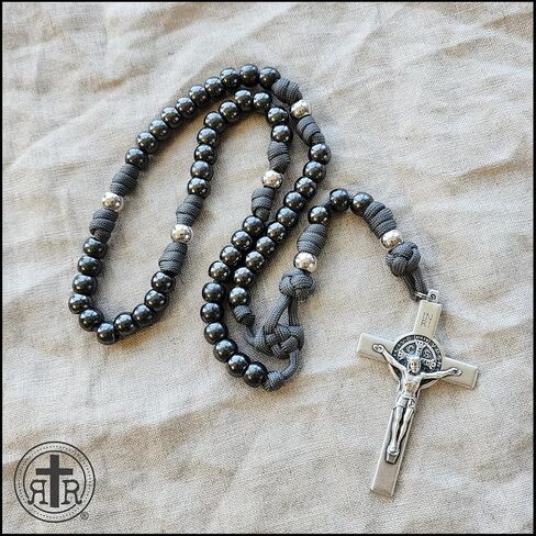Rugged Rosaries® ASHES to ASHES Catholic Rosary with Metal Beads - Strong Handmade in Saudi Arabia