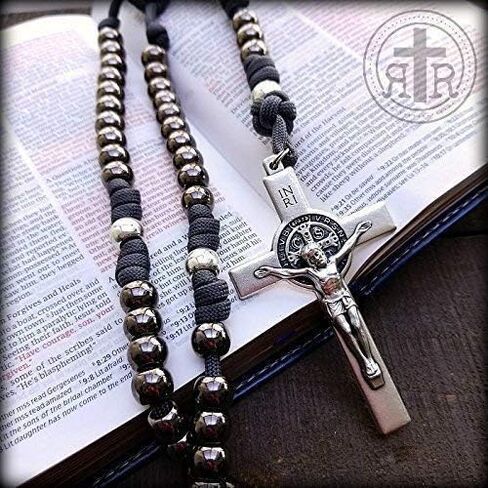 Rugged Rosaries® ASHES to ASHES Catholic Rosary with Metal Beads - Strong Handmade in Saudi Arabia