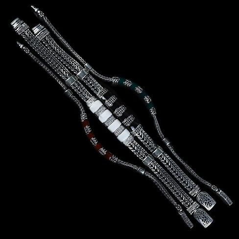 925 Sterling Silver Onyx Chain Bracelet, Onyx Link Chain Bracelet, Foxtail Chain Bracelet, Black Onyx Stone Bracelet, Gift For Men in Kuwait