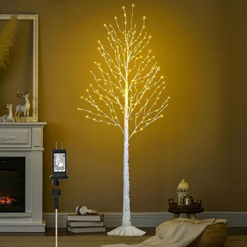 6FT Lighted Twig Birch Tree with Fairy Lights, 260 LED Birch Tree Lights with Timer for Indoor Outdoor Home Bedroom Party Christmas Decoration, Plug in in Kuwait