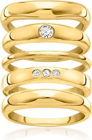 Ross-Simons 14kt Yellow Gold-Plated Jewelry Set: 5 Rings With .22 ct. t.w. Czs in Saudi Arabia