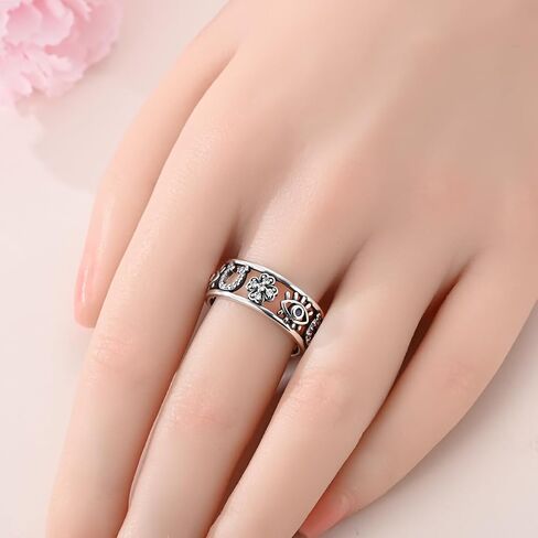 Evil Eye Rings For Women, 925 Sterling Silver Rings - Elegant 5A CZ Dainty Hoop & Band Design, Hypoallergenic Daily Wear Jewelry with Gift Bag in Saudi Arabia