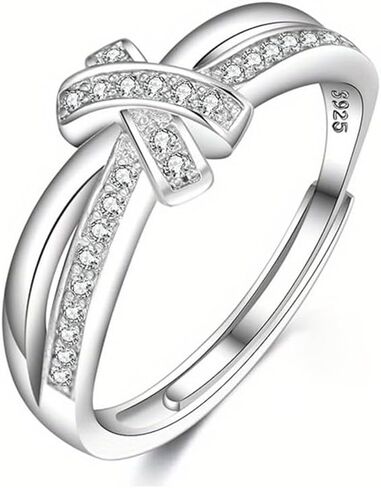 925 Sterling Silver Rings for Women, Adjustable Knot Ring Hypoallergenic Jewelry, Dainty Stackable Band in Kuwait