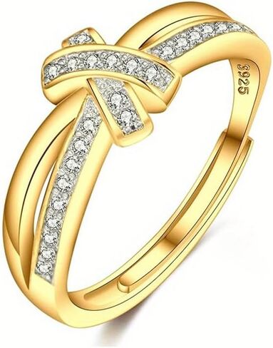 925 Sterling Silver Rings for Women, Adjustable Knot Ring Hypoallergenic Jewelry, Dainty Stackable Band in Kuwait