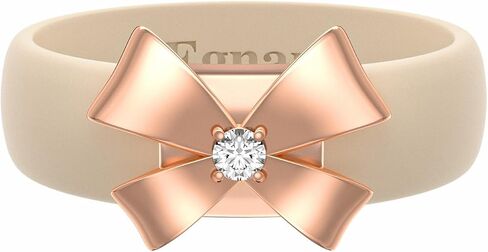 Egnaro Silicone Ring with Copper Alloy Bowknot, Flexible Rubber Wedding Band Women, Alternative to Traditional Metal Rings, Ideal for Yoga, Travel, Work, Daily Wear in Saudi Arabia