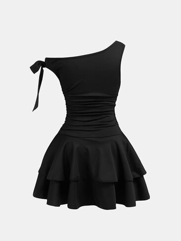 SHENHE Girl's Off The Shoulder Dress Ruffle Layered Ruched Metal Floral Bodycon Cute Party Dress in Kuwait