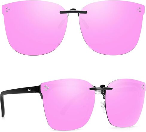 TJUTR Oversized Polarized Clip On Sunglasses Over Prescription Glasses, Flip-Up Metal Clip, Anti Glare UV Protection in Saudi Arabia