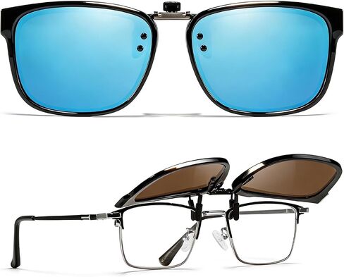TJUTR Polarized Clip-On Sunglasses for Eyeglasses, Unisex Classic Rectangle Frame Looks Like Real Sunglasses UV400 Protection in Saudi Arabia
