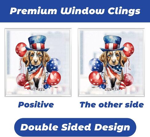 9PCS Patriotic Window Clings for Glass Windows Cute Dog Cat Window Decals Stickers 4th of July American Flag Memorial Day Window Clings Double-Sided Independence Day Window Decor for Home School Party in Saudi Arabia