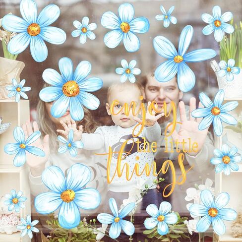 Spring Summer Daisy Window Clings Floral Window Stickers Double-Side Flower Glass Decals for Home Office School Classroom Party Shop Display Decorations,6 Sheets in Saudi Arabia