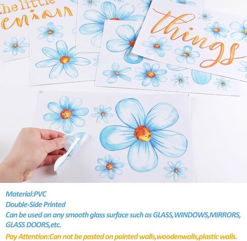 Spring Summer Daisy Window Clings Floral Window Stickers Double-Side Flower Glass Decals for Home Office School Classroom Party Shop Display Decorations,6 Sheets in Saudi Arabia