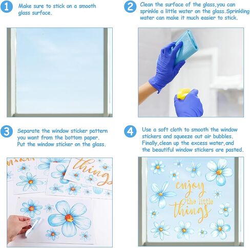 Spring Summer Daisy Window Clings Floral Window Stickers Double-Side Flower Glass Decals for Home Office School Classroom Party Shop Display Decorations,6 Sheets in Saudi Arabia