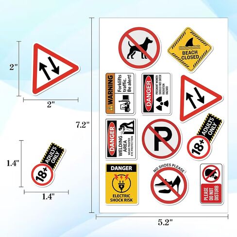 64PCS Warning & Safety Sign Stickers – Caution, Danger, No Entry & Security Vinyl Decals for Toolbox, Laptop, Helmet, Door & Workplace Labels in Kuwait