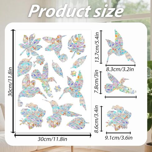 60Pcs Rainbow Anti Collision Window Decals, Birds Static Window Clings Windows Decals to Prevent Bird Strikes Anti Collision Windows Bird Stickers for Birds Strike Prevention in Saudi Arabia