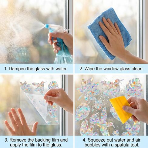 60Pcs Rainbow Anti Collision Window Decals, Birds Static Window Clings Windows Decals to Prevent Bird Strikes Anti Collision Windows Bird Stickers for Birds Strike Prevention in Saudi Arabia
