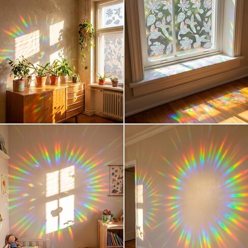 60Pcs Rainbow Anti Collision Window Decals, Birds Static Window Clings Windows Decals to Prevent Bird Strikes Anti Collision Windows Bird Stickers for Birds Strike Prevention in Saudi Arabia