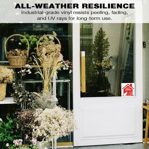 Cat Inside Alert Sticker for Fire Emergency Rescue - 8 Pack 5x5 Inch Waterproof Vinyl Decals for Window & Door - Pet Safety Warning Sign in Saudi Arabia