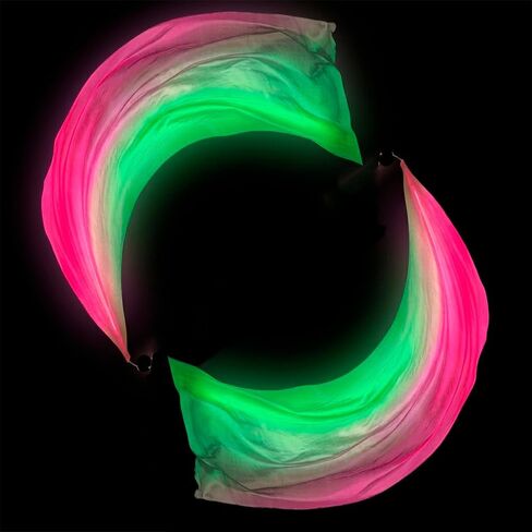 UV Blacklight Reactive Neon Veil Poi Set – Fluorescent Belly Dance Scarf Poi Streamer with Poi Balls for Stage Props, Festivals & Performances (Neon Aurora) in Saudi Arabia