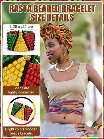 5 Pcs African Print Attire Skirt Head Wrap Set Bracelet Earring Kente Dress Black History Outfits for Women in Saudi Arabia