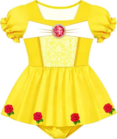 Girls One Piece Swimsuit with Skirt Princess Bathing Suits Cute Kids Adjustable Strap Girls' Swimwear 2-8 Years in Saudi Arabia