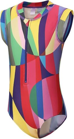 Girls One Piece Swimsuits Sleeveless Rash Guard for Kids Zipper Front Surfing Bathing Suits Summer Beach Swimwear 3-16 Years in Saudi Arabia