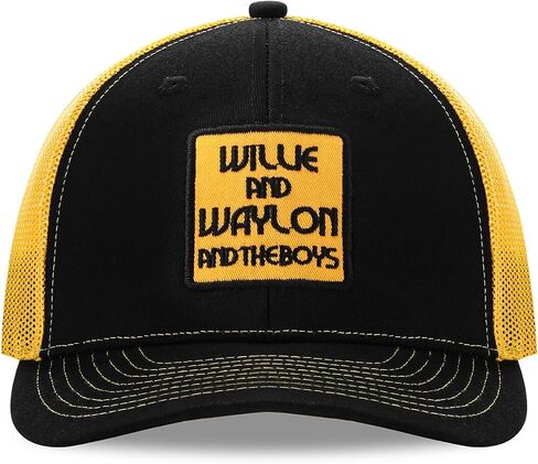 Vintage Texas Luckenbach Hat Country Music Style Baseball Cap Black and Yellow Willie and Waylon Trucker Hat for Men & Women in Saudi Arabia
