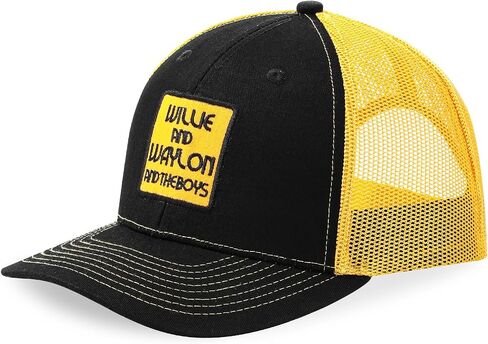 Vintage Texas Luckenbach Hat Country Music Style Baseball Cap Black and Yellow Willie and Waylon Trucker Hat for Men & Women in Saudi Arabia