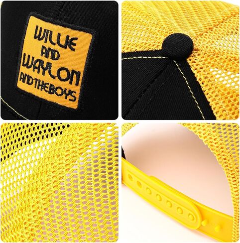 Vintage Texas Luckenbach Hat Country Music Style Baseball Cap Black and Yellow Willie and Waylon Trucker Hat for Men & Women in Saudi Arabia