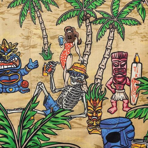 Men's Hawaiian Shirt Short Sleeve Camp Collar 100% Cotton Green Aloha Tiki Seaside Bash in Saudi Arabia