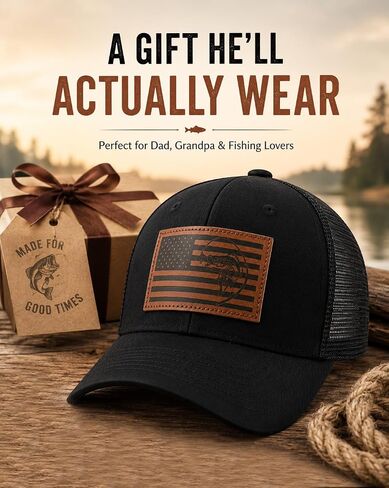 Waldeal Fishing Gifts for Men, Adjustable Fishing Trucker Hat, for Grandpa Dad Grandfather Uncle Brother in Saudi Arabia