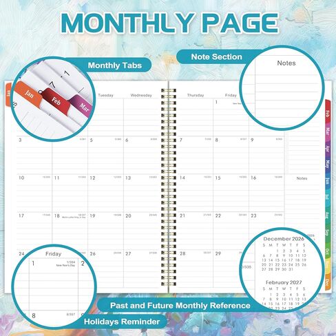 2025 Planner - Planner 2025, 2025 Planner Weekly and Monthly, 9" x 11", Jan 2025 - Dec 2025, Colorful Monthly Tabs, Twin-wire Binding, Holidays, Back Pocket in Kuwait