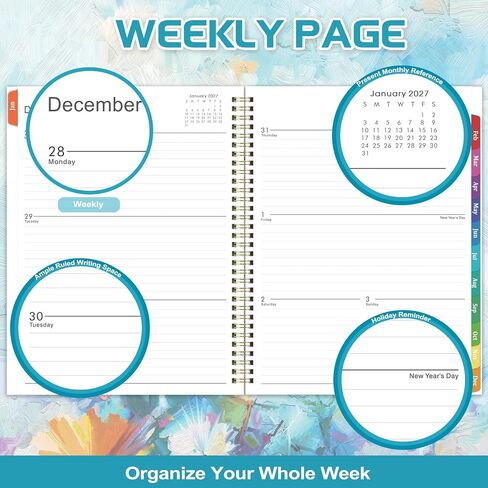 2025 Planner - Planner 2025, 2025 Planner Weekly and Monthly, 9" x 11", Jan 2025 - Dec 2025, Colorful Monthly Tabs, Twin-wire Binding, Holidays, Back Pocket in Kuwait