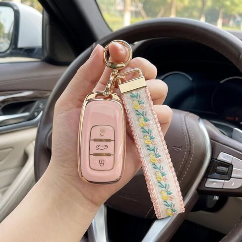 Angyape Embroidered Fabric Wristlet Keychain Cute Wrist Car Key Chain Holder Boho Accessories Handmade Gifts for Women in Kuwait