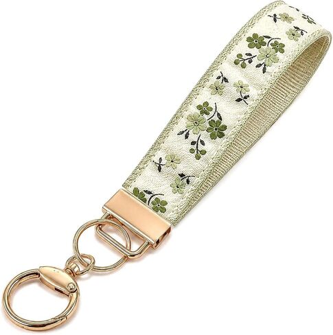 Angyape Embroidered Fabric Wristlet Keychain Cute Wrist Car Key Chain Holder Boho Accessories Handmade Gifts for Women in Kuwait